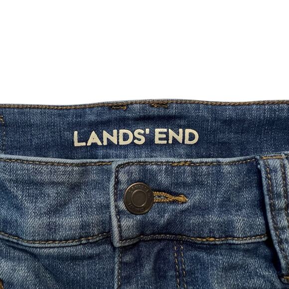 Lands’ End Women’s Petite 6 Mid Rise Wide Leg Crop Jeans Denim Raw Hem Stretch - Picture 3 of 9